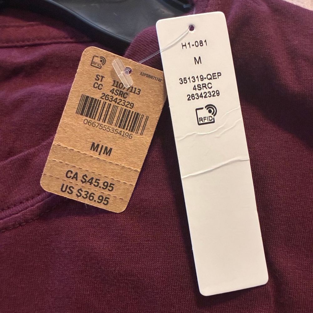 PINK Victoria’s Secret Maroon Long Sleeve T-shirt Oversized Relaxed Fit, Size M - Picture 13 of 15